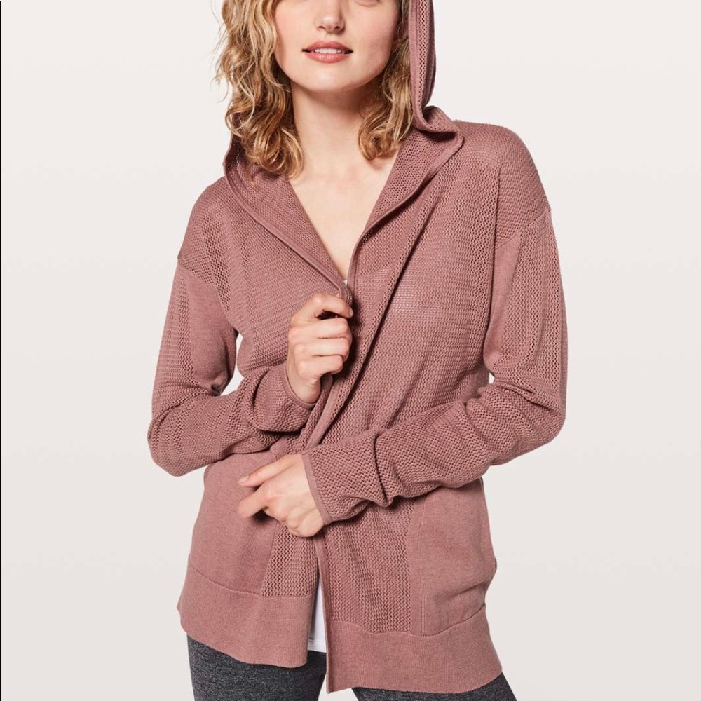 Lululemon Still Movement Wrap Pink Openknit Split Back Cardigan